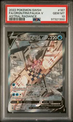 2022 Pokemon SWSH Astral Radiance ORIGIN FORME PALKIA V Alt. Art #167 PSA 10 - Image 1