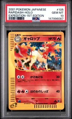 2001 POKEMON JAPANESE EXPEDITION 1ST EDITION #105 RAPIDASH-HOLO PSA 10 - Image 1