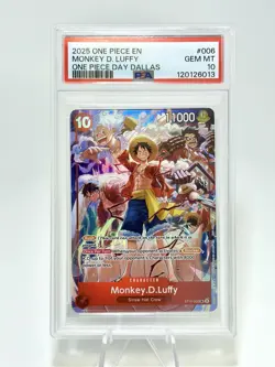 2025 One Piece EN One Piece Day Dallas #006 Monkey D Luffy PSA 10 GEM MINT - Image 1