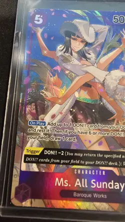 Bandai Ms. All Sunday OP04-064 One Piece CCG Super Rare Holo 5000 ENG - Image 5