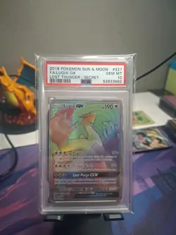 2018 Pokemon Sun & Moon Lost Thunder Secret Full Art Lugia GX PSA 10 Rainbow 227 - Image 1