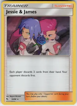 Jessie & James 58/68 Holo Rare Hidden Fates Pokemon Holo Near Mint - Image 1