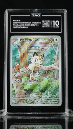 Pokemon TCG Meowth Phantasmal Flames 106/094 TAG 10 Gem MINT - Image 1
