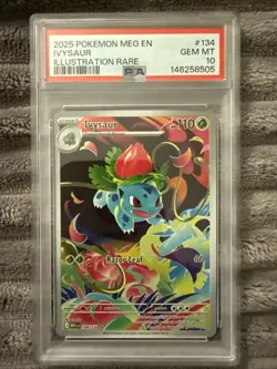 2025 Pokemon Mega Evolution Ivysaur Illustration Rare PSA 10 Gem Mint - Image 1