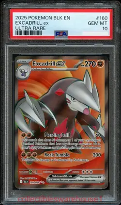 Pokemon Black Bolt Excadrill ex 160 PSA 10 - Image 1