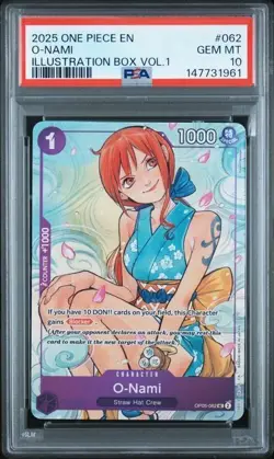 2025 ONE PIECE ILLUSTRATION BOX VOL. 1 ENGLISH O-NAMI OP05-062 PSA 10 GEM MINT - Image 1