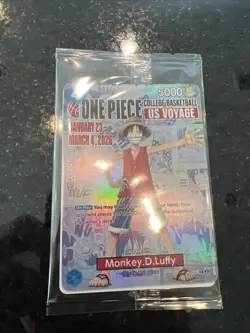 One Piece Monkey D. Luffy US Voyage College Basketball Promo Card SEALED W/Poste - Image 2