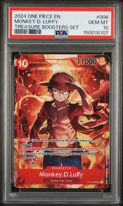 2024 ONE PIECE PROMOS 006 ENGLISH MONKEY D. LUFFY TREASURE BOOSTERS SET PSA 10 - Image 1