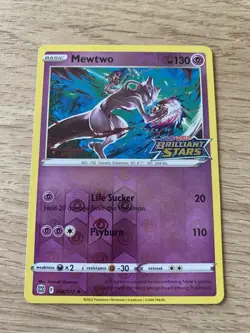 Pokemon Mewtwo TCG 056/172 Brilliant Stars Stamped Promo Card Reverse Holo - Image 2