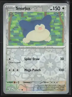 Snorlax Common SV08: Surging Sparks 144/191 NM Pokemon Card Reverse Holo - Image 1