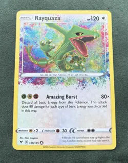 Rayquaza 138/185 Amazing Rare SWSH04: Vivid Voltage Pokemon Card Near Mint - Image 1