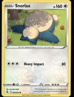 Snorlax Common SWSH08: Fusion Strike 206/264 Colorless Pokemon Card - Image 1