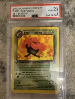 2000 POKEMON ROCKET 1ST EDITION #13 DARK VILEPLUME-NON HOLO PSA 8 - Image 1
