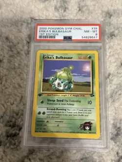 2000 POKEMON GYM CHALLENGE 1ST EDITION #39 ERIKA'S BULBASAUR PSA 8 - Image 1