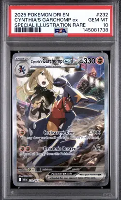 2025 Pokemon Destined Rivals Cynthia's Garchomp ex #232/182 PSA 10 GEM MINT - Image 1