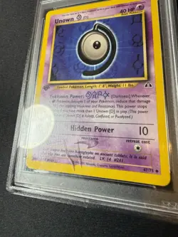 PSA 10 GEM MINT Unown D Neo Discovery 1st Edition 47/75 Pokemon DAMAGED SLAB - Image 3