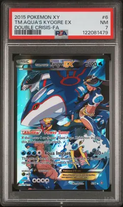2015 POKEMON XY DOUBLE CRISIS #6 FULL ART/TEAM AQUA'S KYOGRE EX PSA 7 - Image 1