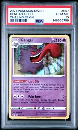 2021 POKEMON SWORD & SHIELD CHILLING REIGN #057 GENGAR-HOLO PSA 10 - Image 1