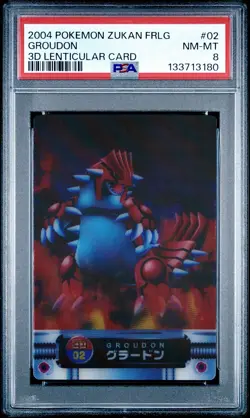 PSA 8 Groudon 3D Lenticular Japanese Carddass Zukan No 02 Pokemon - Image 1