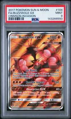 Buzzwole Gx 104 2017 Pokemon Sun & Moon Crimson Invasion PSA 9 - Image 1