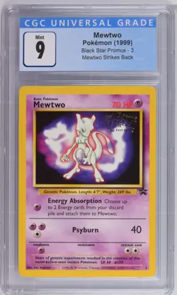 1999 Pokemon Black Star Promos Mewtwo Strikes Back 3 CGC 9 - Image 1