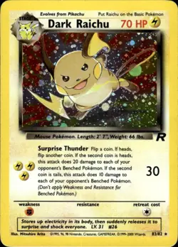 Pokemon Dark Raichu 83/82 Team Rocket Secret Rare Lightly Played - Image 1