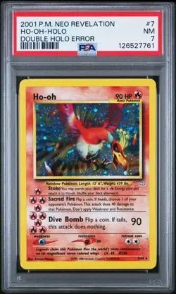 2001 POKEMON NEO REVELATION DOUBLE HOLO ERR #7 HO-OH-HOLO PSA 7 - Image 1
