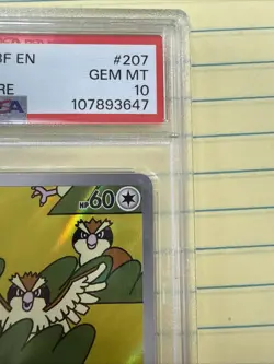 Pidgey Illustration Rare Holo Obsidian Flames #207 PSA 10 Pokemon 2023 - Image 3