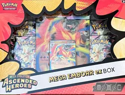 Pokemon TCG Mega Emboar ex Box Ascended Heroes Sealed 4 Packs Promo - Image 1