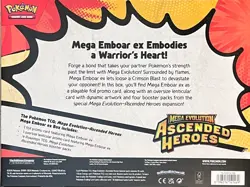 Pokemon TCG Mega Emboar ex Box Ascended Heroes Sealed 4 Packs Promo - Image 2