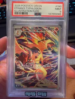 2025 POKEMON DRI EN-DESTINED RIVALS ILLUSTRATION RARE ETHAN'S TYPHLOSION PSA 9 - Image 1