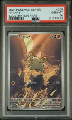 PSA 10 Phanpy 205 Surging Sparks Pokemon Illustration Rare - Image 1