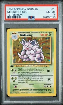 Pokemon Base Set Nidoking German Holo 1st Edition PSA 8 11/102 1999 - Image 1
