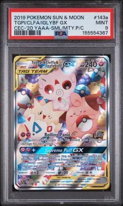 PSA 9 Togepi Cleffa Igglybuff GX 143a/236 Cosmic Eclipse Pokemon - Image 1