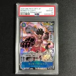 2025 One Piece Japanese OP11-118 SEC Monkey D. Luffy Manga Alt Art PSA 10 - Image 1
