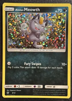 Alolan Meowth 8/12 - Pokemon TCG - McDonald’s Promo 2016 - LP Card - Image 1