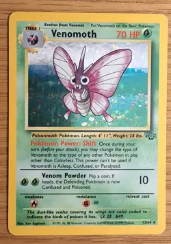 Pokemon Venomoth Card 13/64 Jungle Set Holo Rare Vintage 1999 WOTC - Image 1