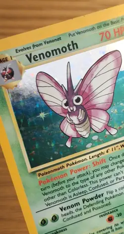 Pokemon Venomoth Card 13/64 Jungle Set Holo Rare Vintage 1999 WOTC - Image 2