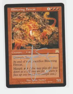 Magic the Gathering Blistering Firecat ~ M/NM ~ Onslaught ~ Signed by Artist #3 - Image 1
