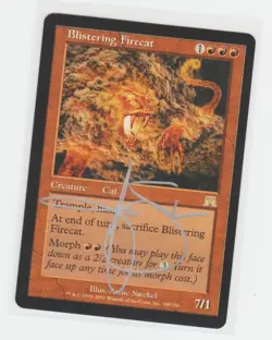 Magic the Gathering Blistering Firecat ~ M/NM ~ Onslaught ~ Signed by Artist #2 - Image 1