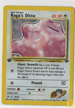 Koga's Ditto 10/132 Holo Rare Gym Challenge Pokemon 1st Edition Holo MP/HP - Image 1