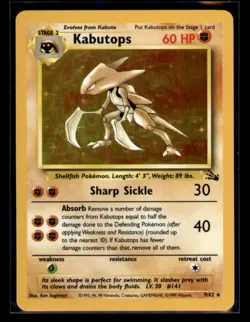 1999 Pokemon TCG Kabutops Holo (9) Fossil #09/62 - Image 1
