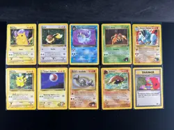Pokemon Vintage Mixed Lot 10 Cards English ~MP/HP 4 Pikachu Eevee Vaporeon - Image 1