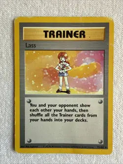 Vintage Base Set RARE Lass Pokemon Trainer Card - Image 1