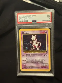 Pokemon Mewtwo TCG Base Set 2 Holo Unlimited Rare Card 10/130 PSA 7 - Image 1