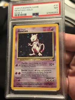 Pokemon Mewtwo TCG Base Set 2 Holo Unlimited Rare Card 10/130 PSA 7 - Image 3