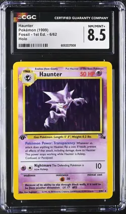 CGC 8.5 NM/MINT+ Haunter 1st Edition Fossil 6/62 Holo 1999 Pokemon Card psa - Image 1