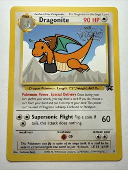 Pokemon DRAGONITE Card BLACK STAR PROMO Set #5 Movie Release WB Stamped WOTC NM - Image 1
