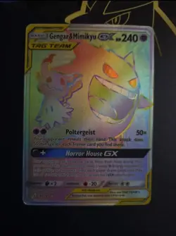 Pokemon Gengar & Mimikyu GX Secret Rare 186/181 Sm-Team Up Holo Card - Image 5
