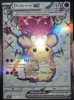POKEMON Dedenne ex 239/193 Paldea Evolved Terra Full Art Ultra Rare Card - Image 1